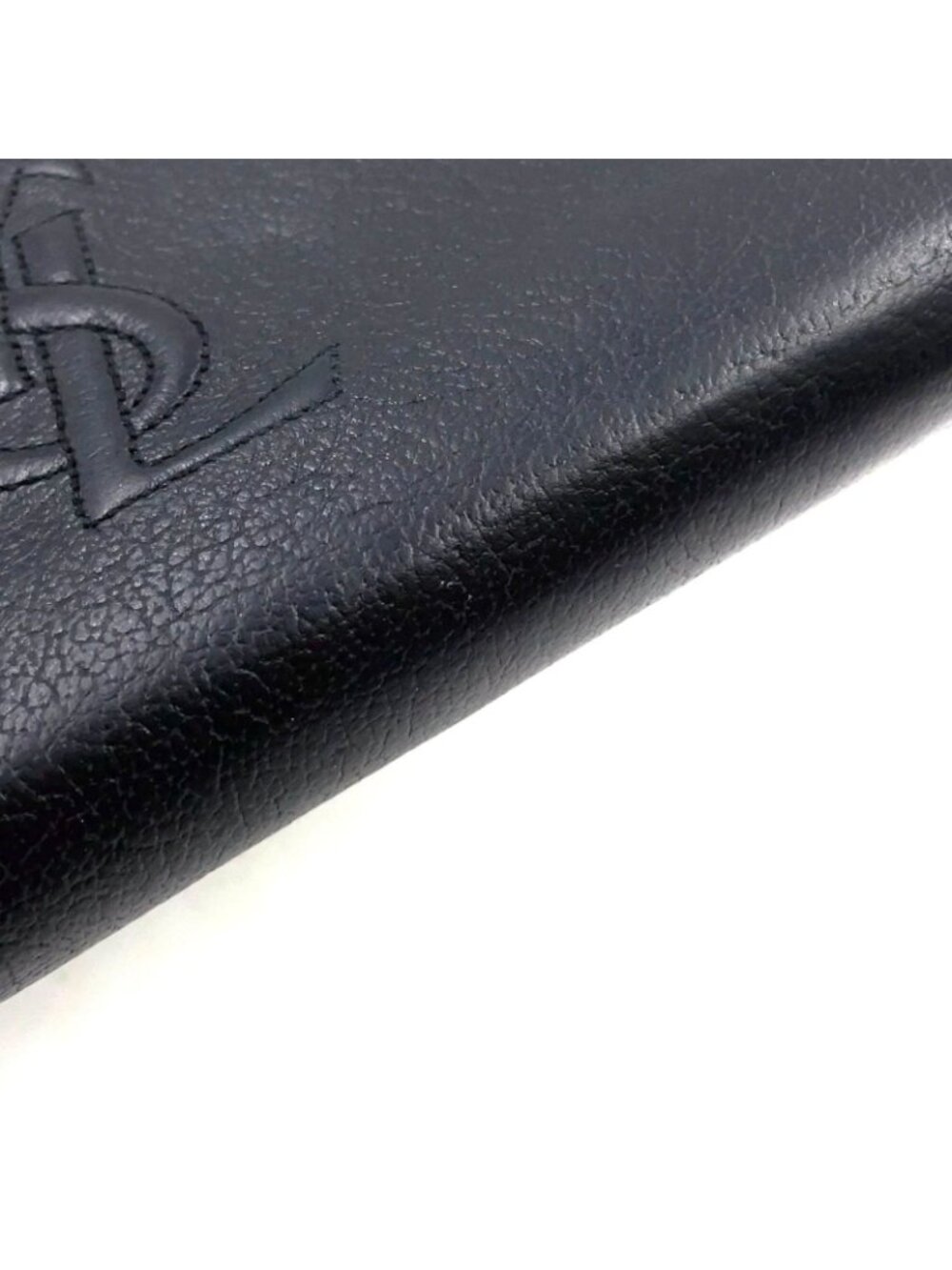 Saint Laurent YSL Logo Bel de Jour Zip Around Leather Black Wallet Gold - Picture 5 of 15